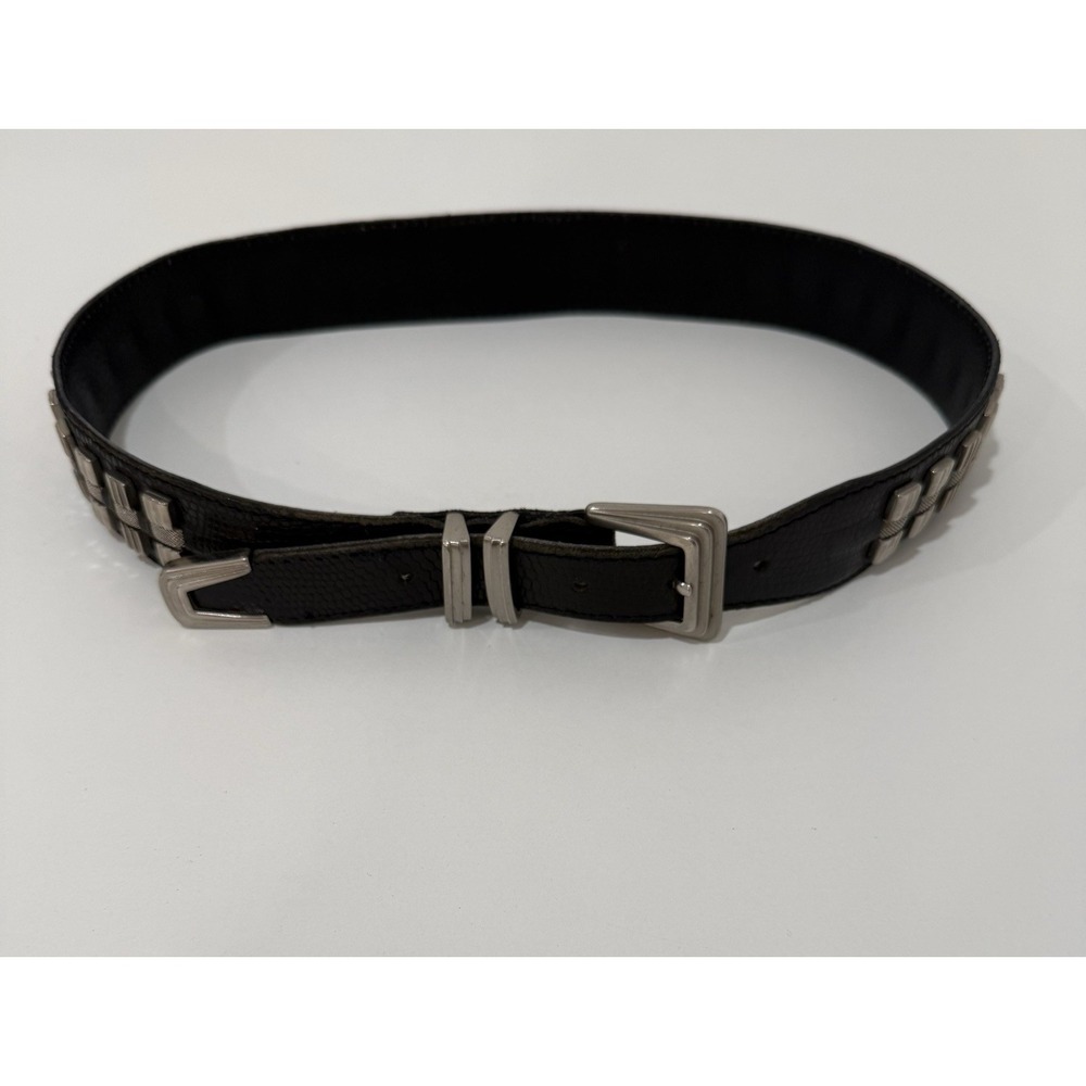 Vintage Nanni Milano Black Leather Belt Made In Italy 80/32